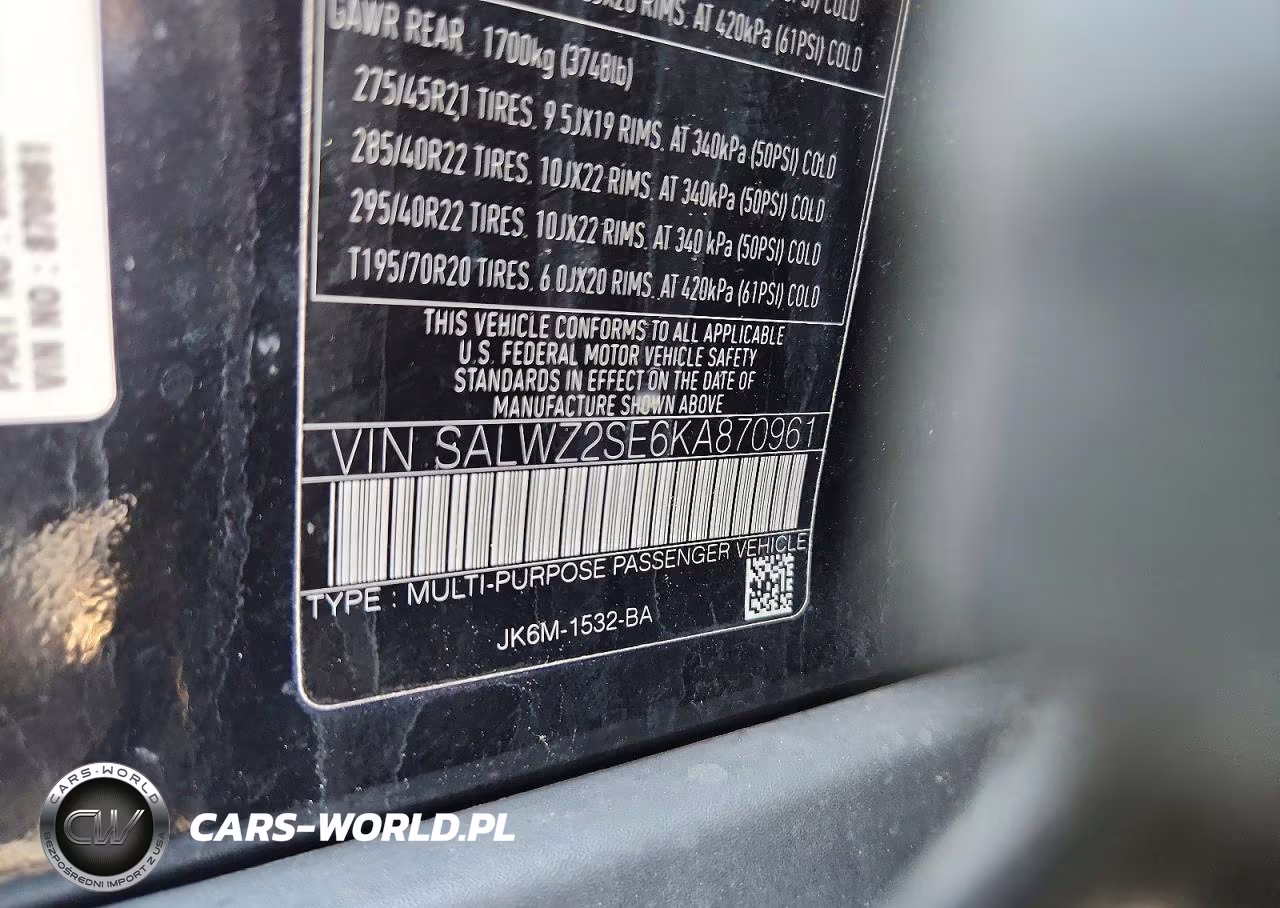 2019 Land Rover Range Rover Sport Svr VIN:SALWZ2SE6KA870961 - 12