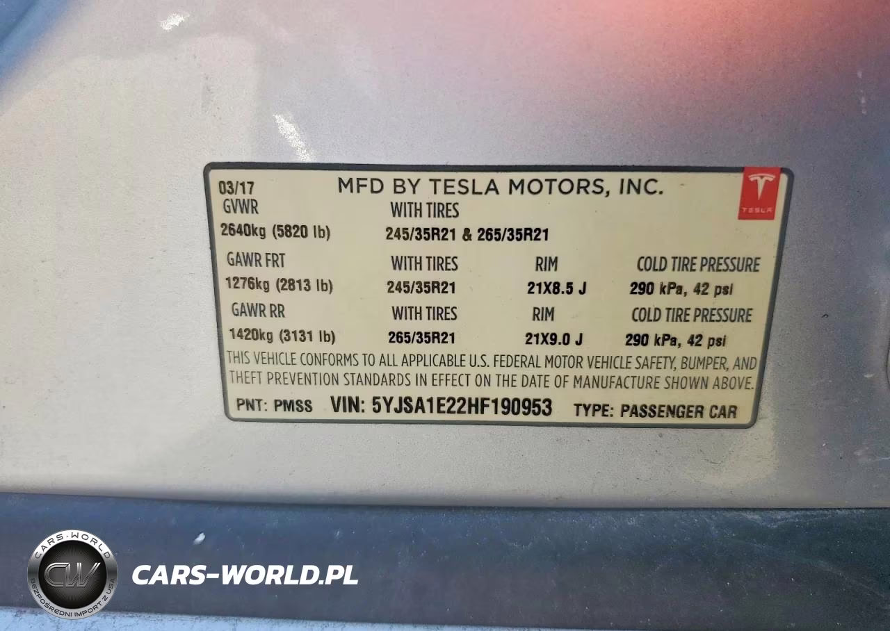 2017 Tesla Model S VIN:5YJSA1E22HF190953 - 12