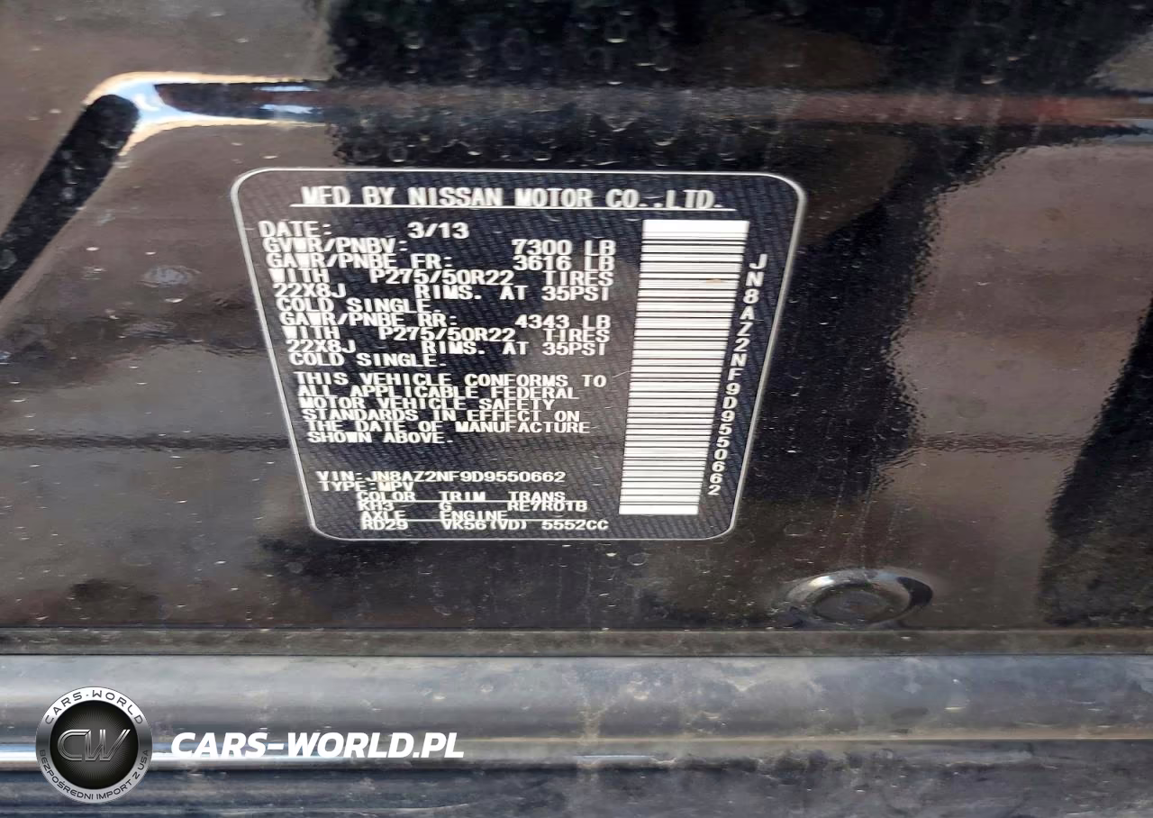 2013 Infiniti Qx56 Base VIN:JN8AZ2NF9D9550662 - 12