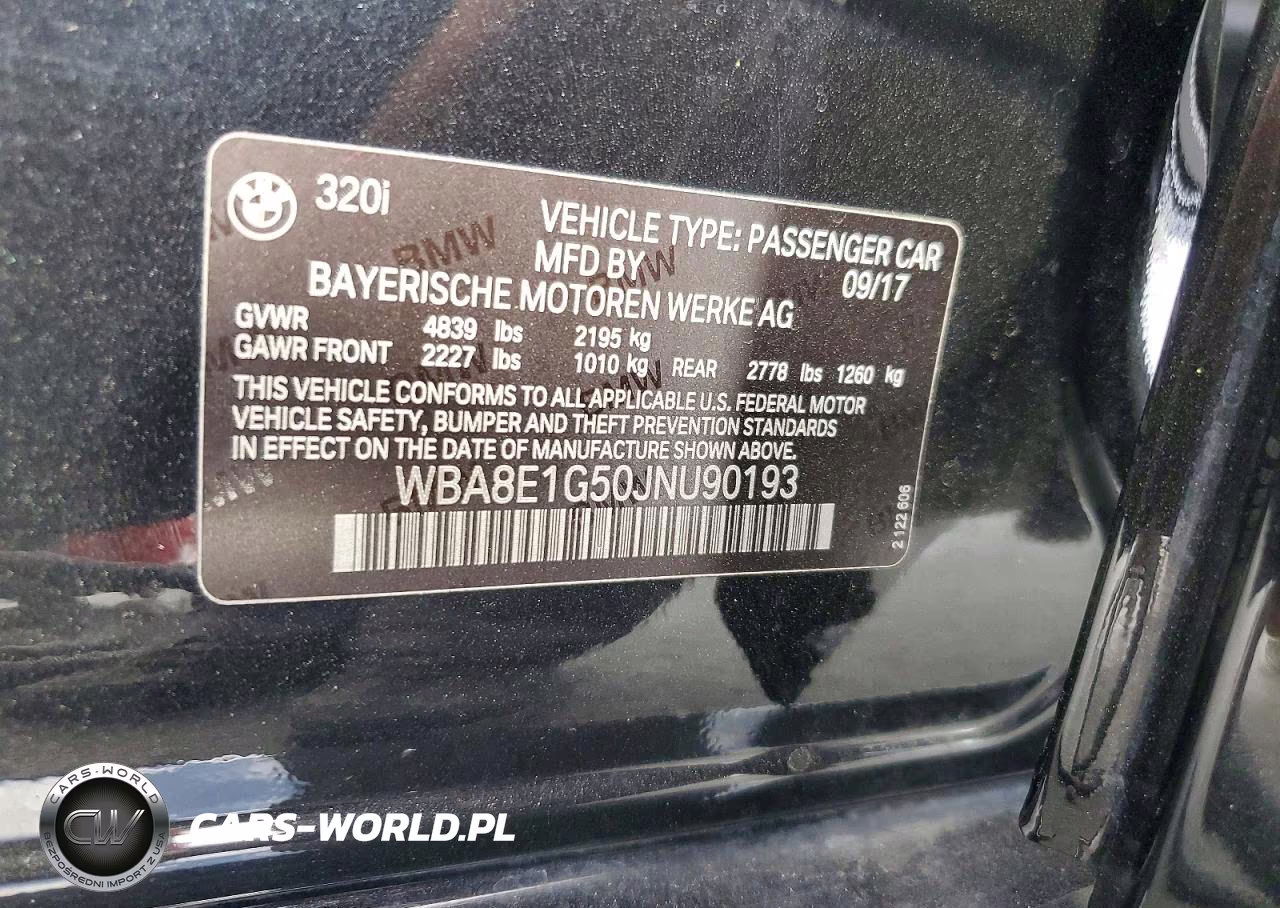 2018 BMW 320 I VIN:WBA8E1G50JNU90193 - 12