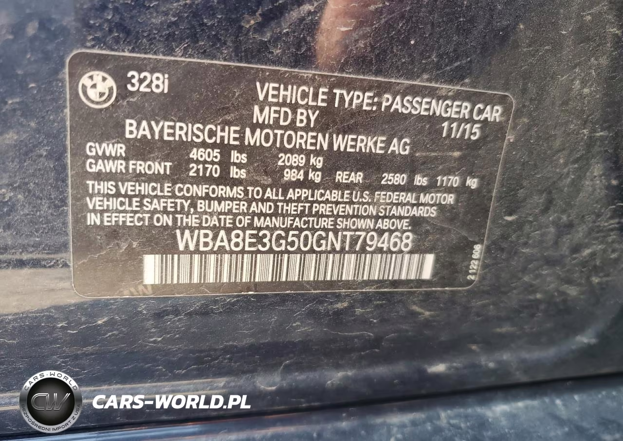 2016 BMW 328 Xi Sulev VIN:WBA8E3G50GNT79468 - 12