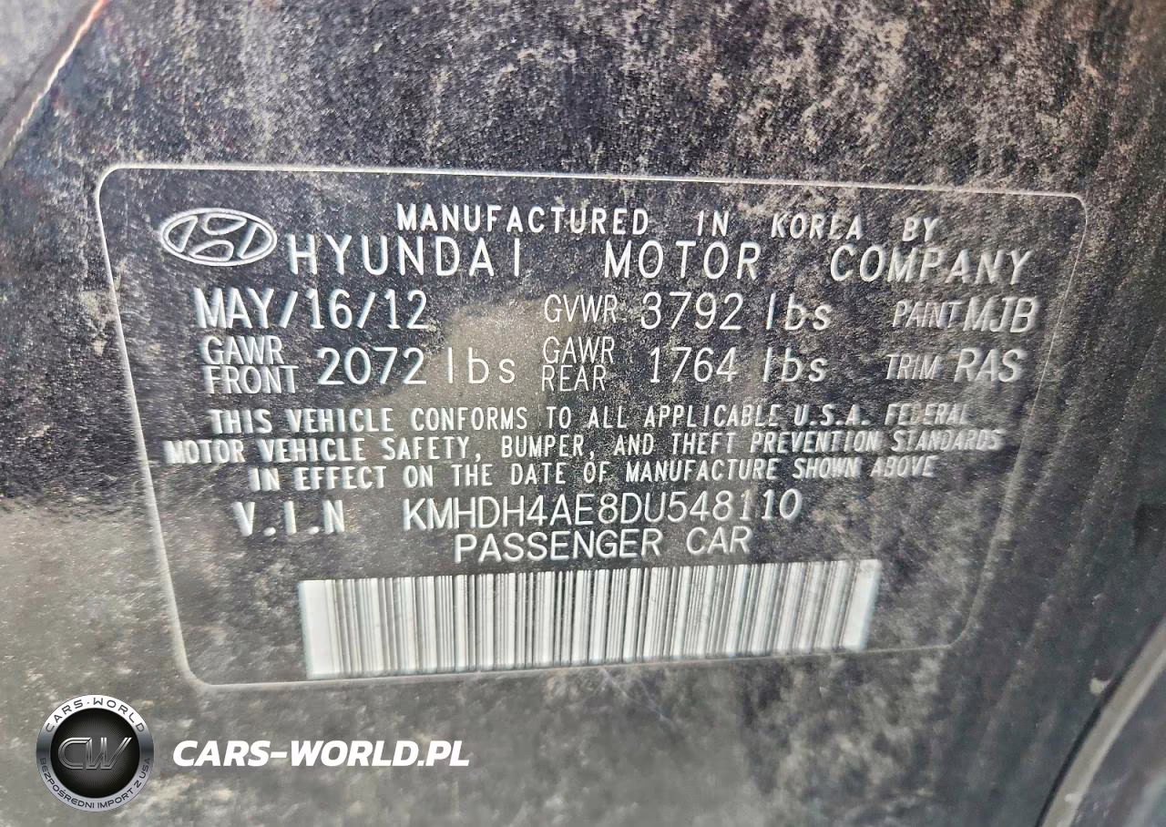 2013 Hyundai Elantra Gls VIN:KMHDH4AE8DU548110 - 12