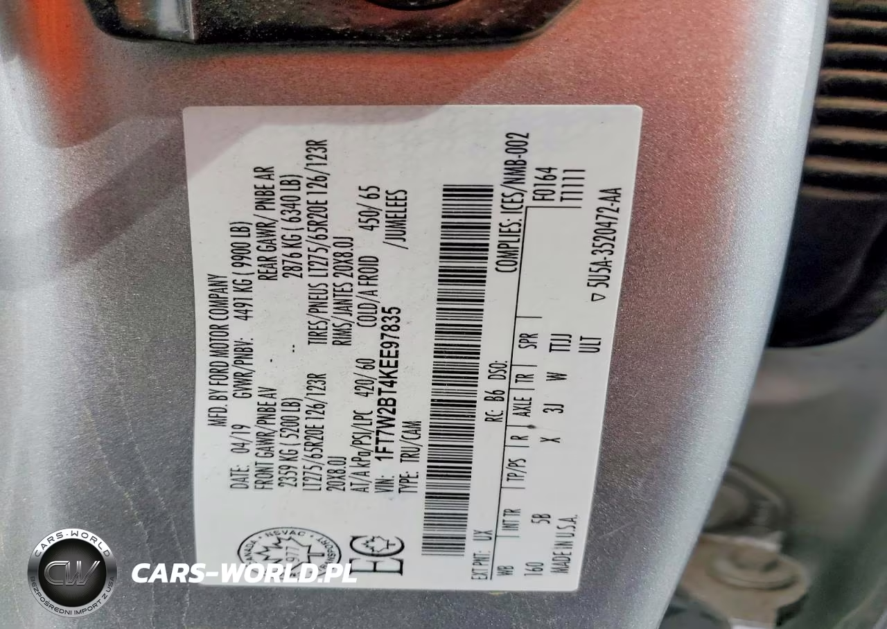 2019 Ford F250 Super Duty VIN:1FT7W2BT4KEE97835 - 12