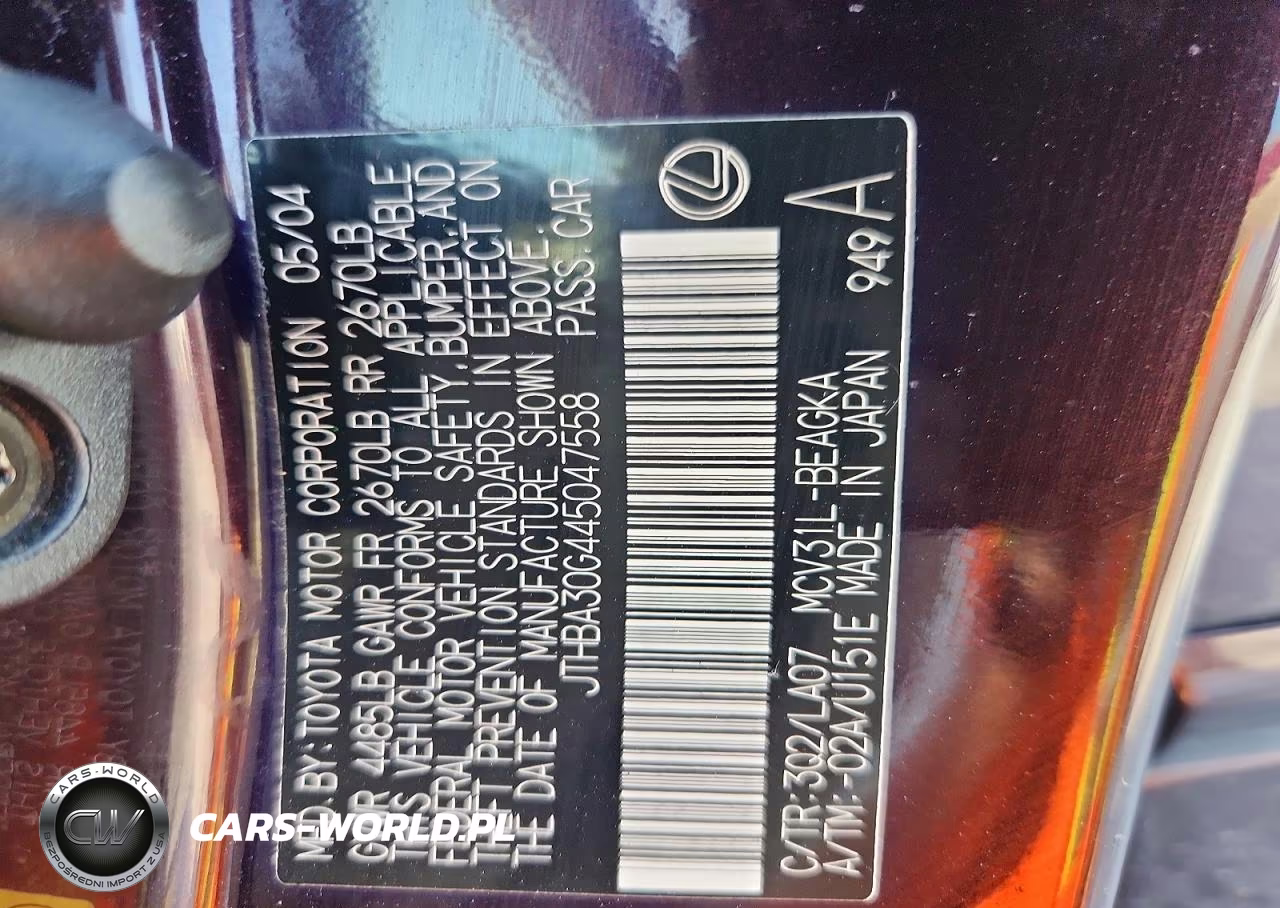 2004 Lexus Es 330 VIN:JTHBA30G445047558 - 12