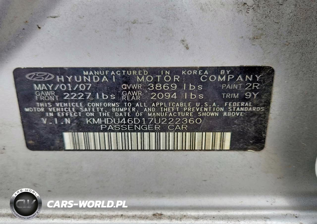 2007 Hyundai Elantra Gls VIN:KMHDU46D17U222360 - 12