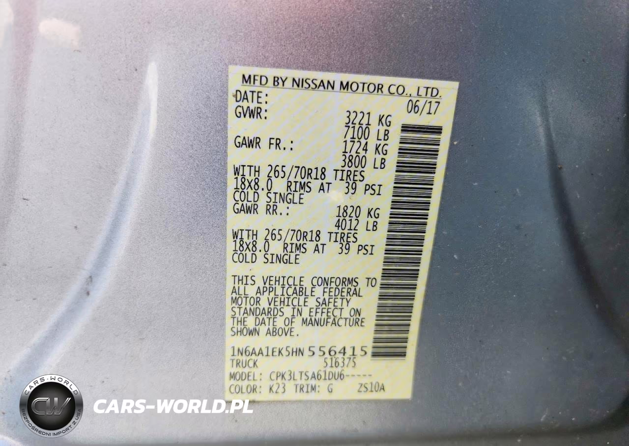 2017 Nissan Titan S VIN:1N6AA1EK5HN556415 - 13