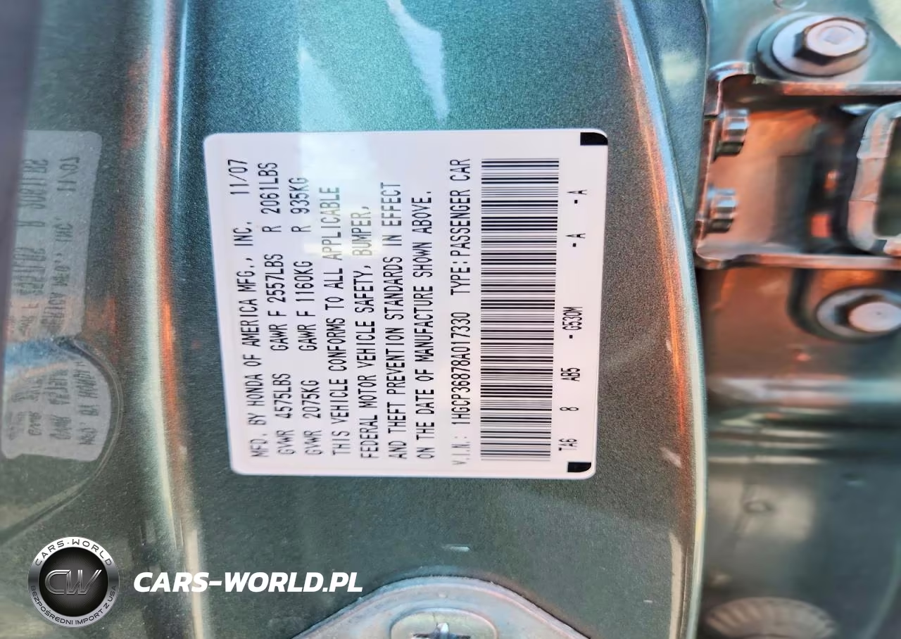 2008 Honda Accord Exl VIN:1HGCP36878A017330 - 12