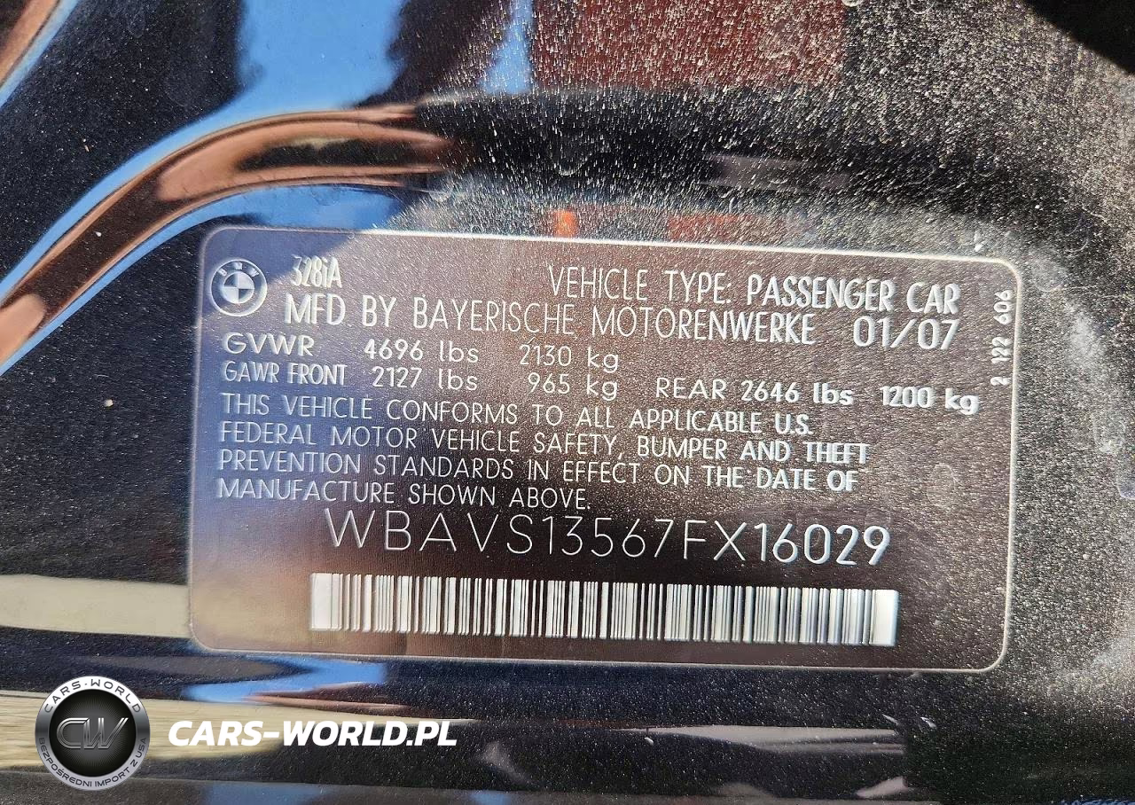 2007 BMW 328 It VIN:WBAVS13567FX16029 - 12