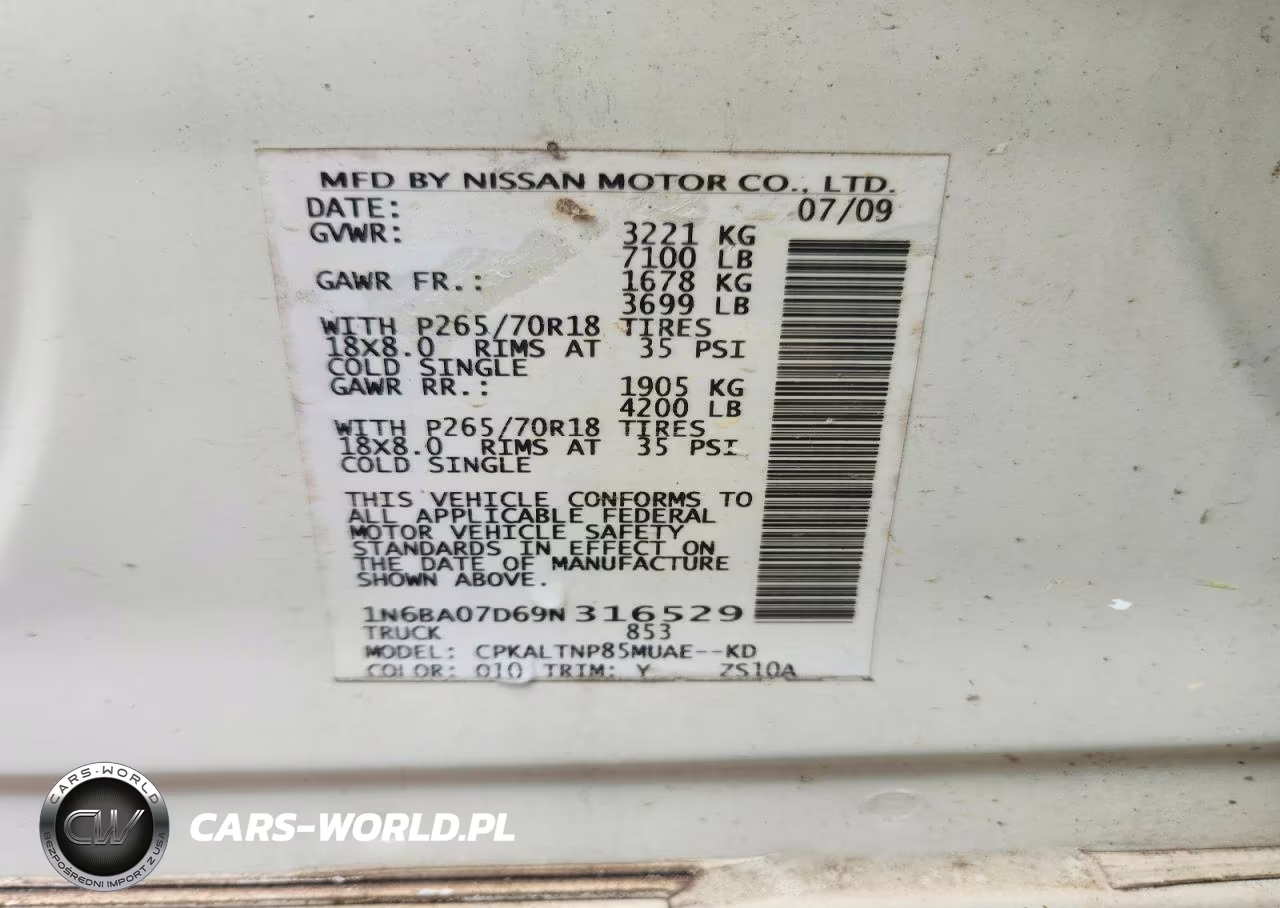 2009 Nissan Titan Xe Ffv VIN:1N6BA07D69N316529 - 12