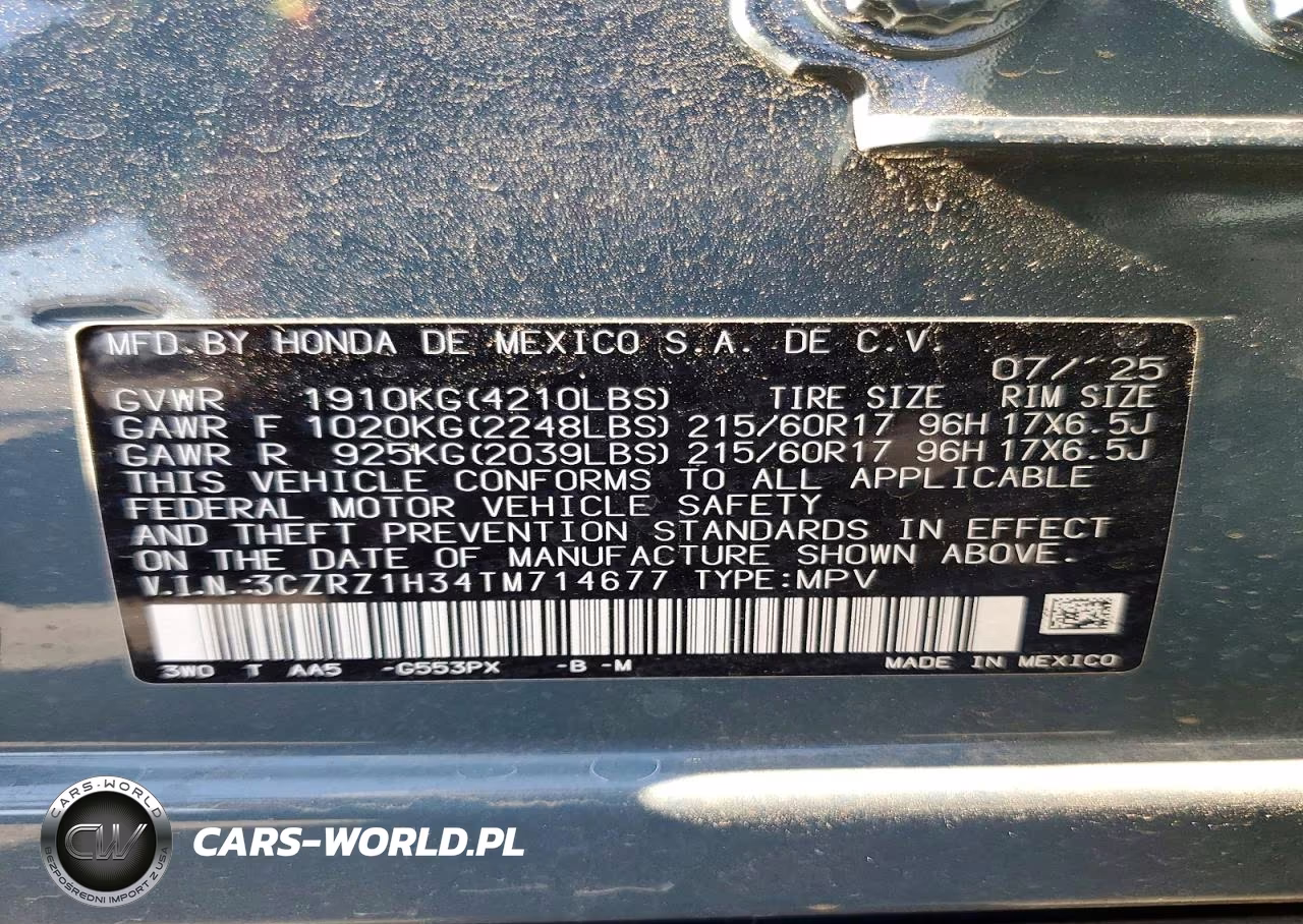 2026 Honda Hr-V Lx VIN:3CZRZ1H34TM714677 - 13
