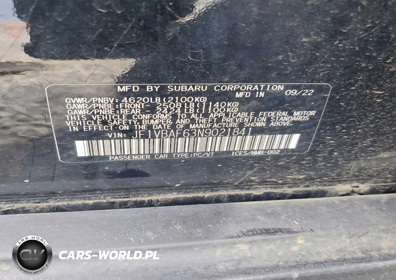 2022 Subaru Wrx Premium VIN:JF1VBAF63N9021841 - 13