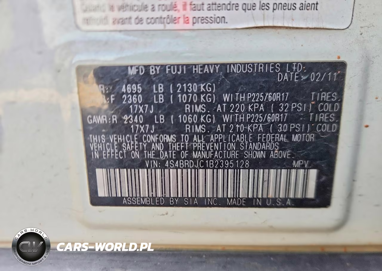 2011 Subaru Outback 3.6R Limited VIN:4S4BRDJC1B2395128 - 13