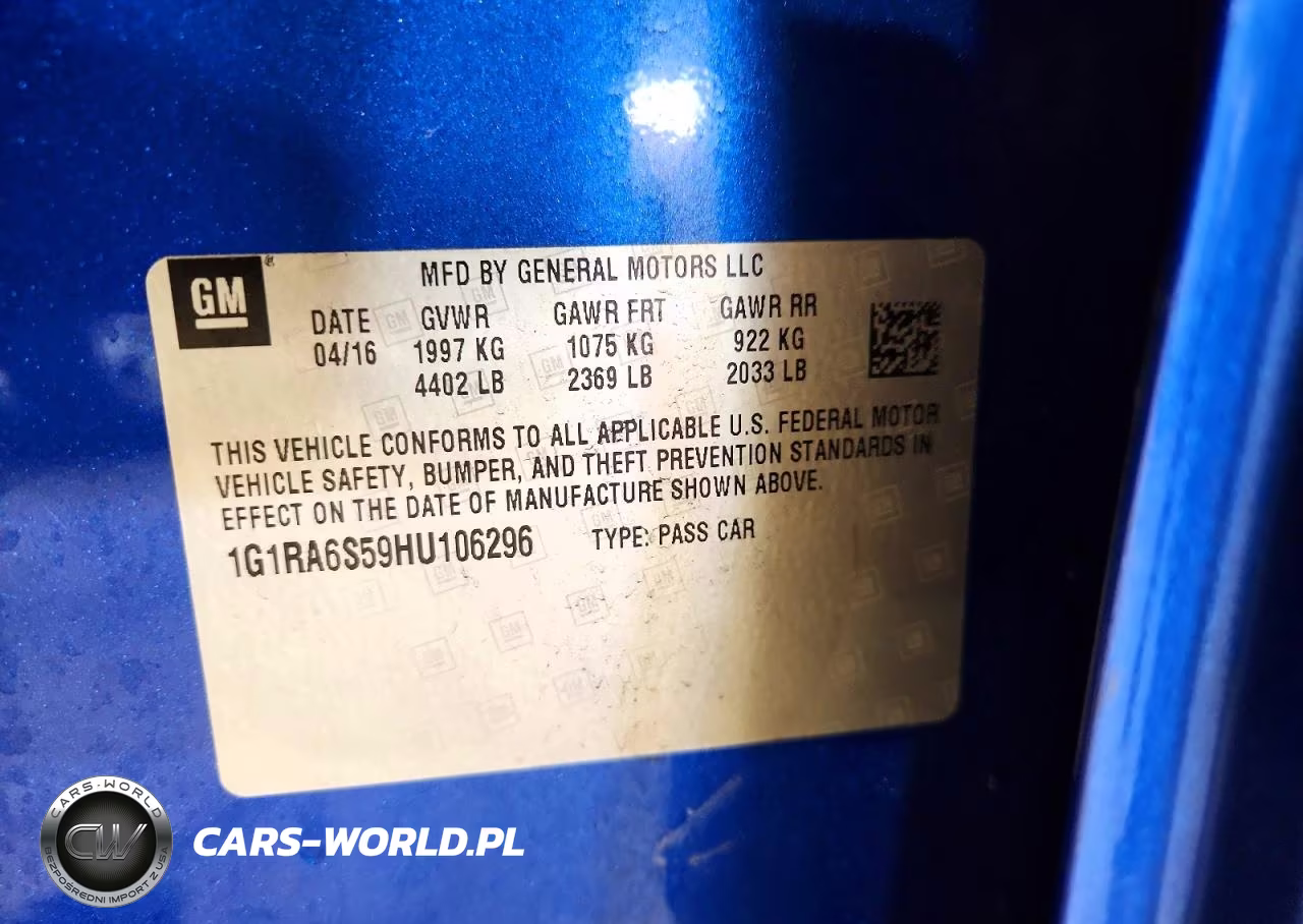2017 Chevrolet Volt Lt VIN:1G1RA6S59HU106296 - 12