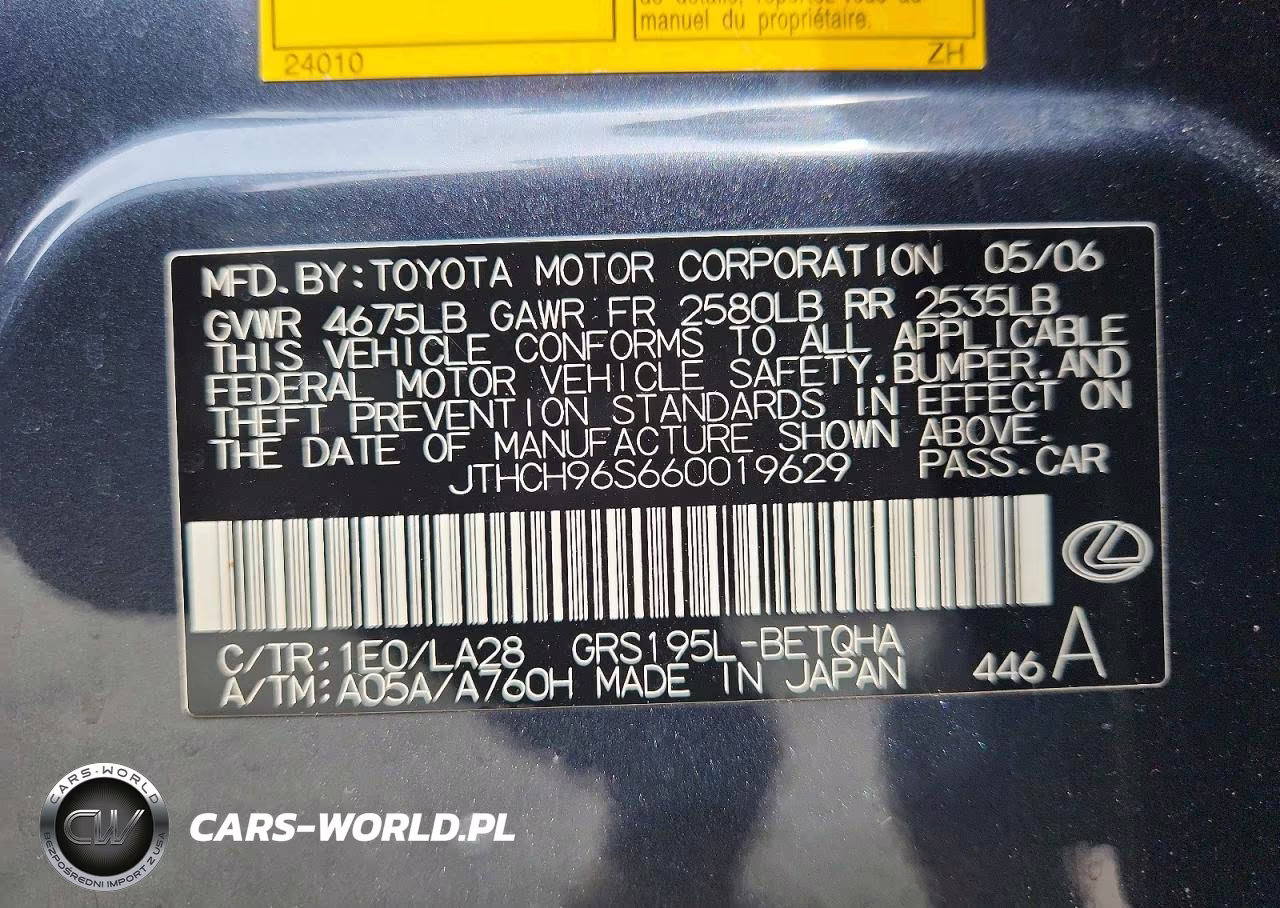 2006 Lexus Gs 300 VIN:JTHCH96S660019629 - 13