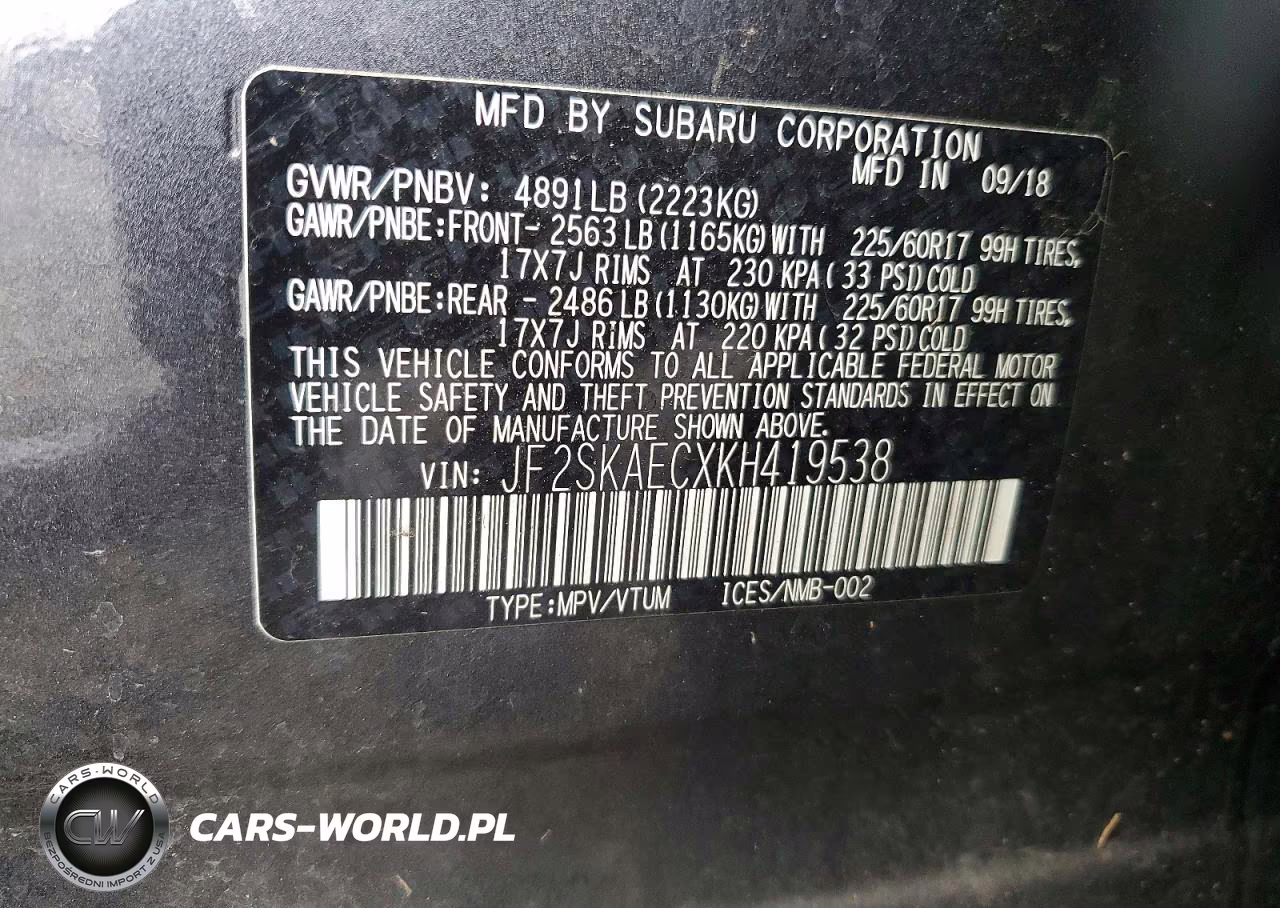 2019 Subaru Forester Premium VIN:JF2SKAECXKH419538 - 14