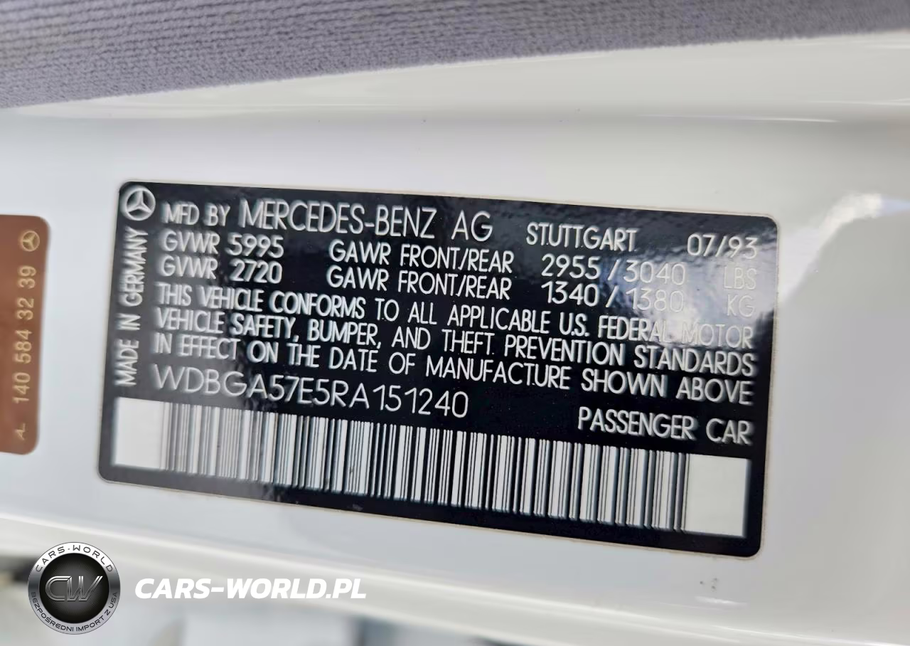 1994 Mercedes-Benz S 600 VIN:WDBGA57E5RA151240 - 12