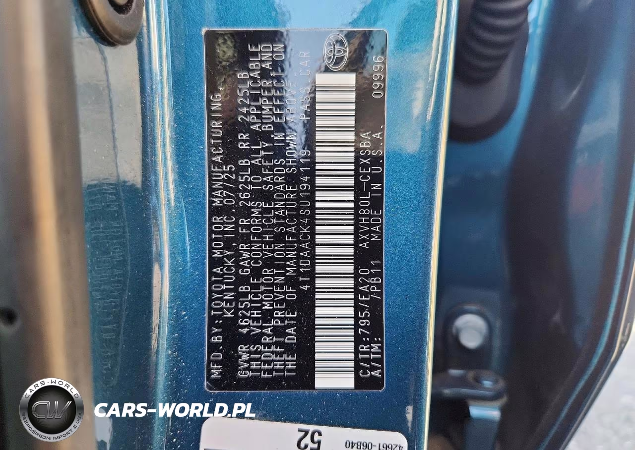 2025 Toyota Camry Se VIN:4T1DAACK4SU194119 - 13