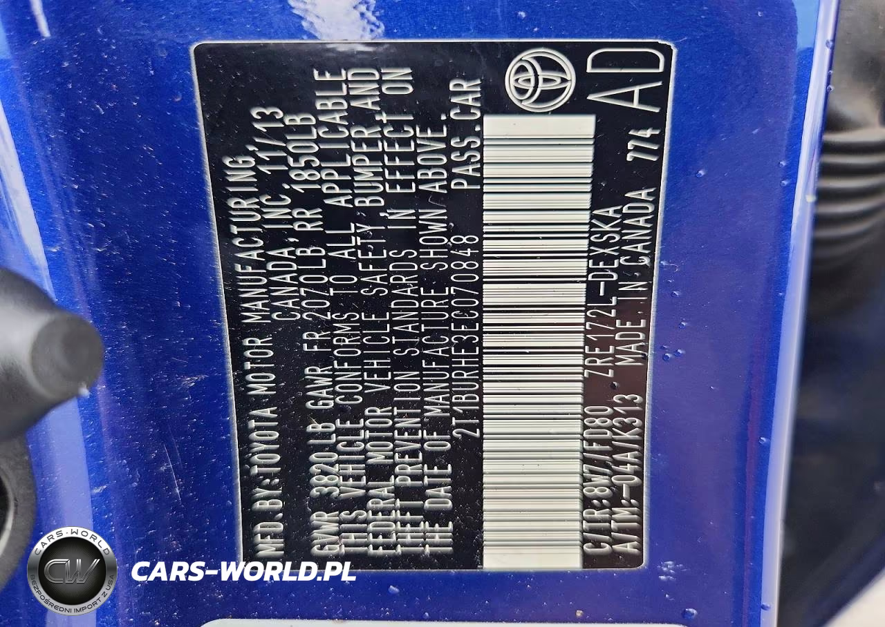 2014 Toyota Corolla S Plus VIN:2T1BURHE3EC070848 - 12