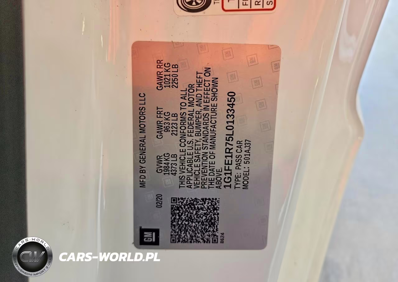 2020 Chevrolet Camaro Rwd Lt1 VIN:1G1FE1R75L0133450 - 12