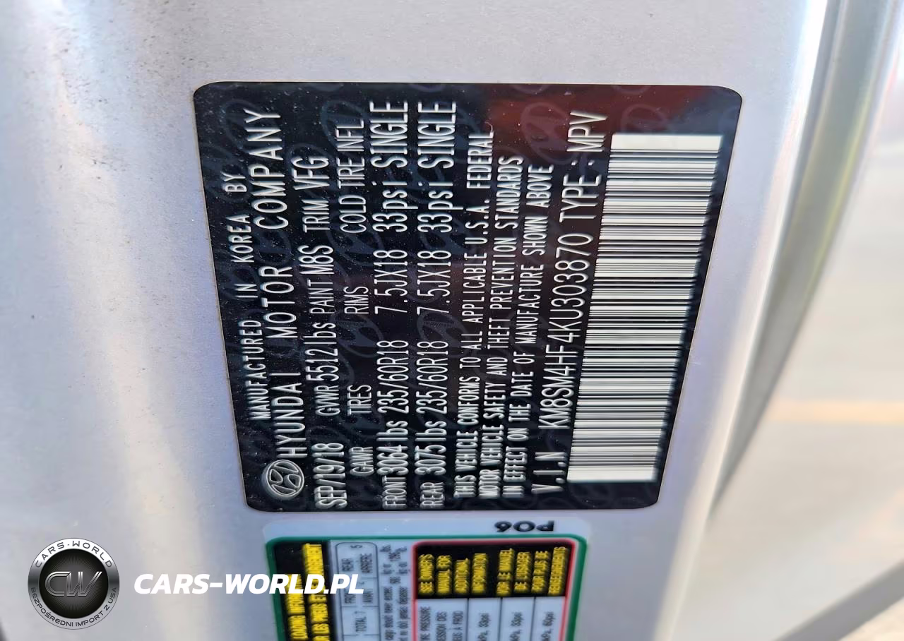 2019 Hyundai Santa Fe Xl Se VIN:KM8SM4HF4KU303870 - 13