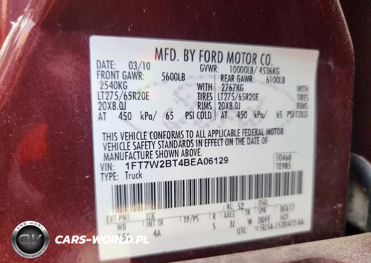 2011 Ford F250 Super Duty VIN:1FT7W2BT4BEA06129 - 10