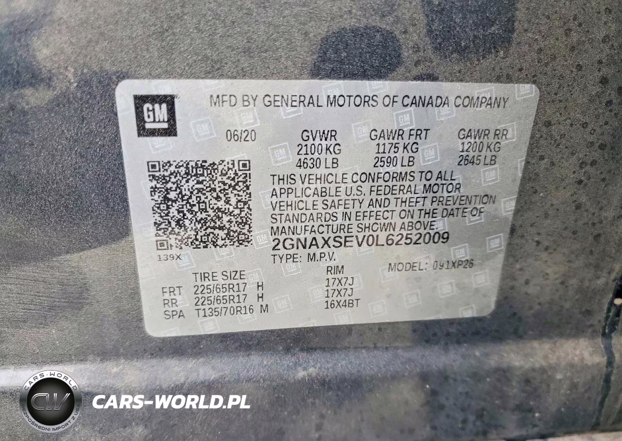 2020 Chevrolet Equinox Ls VIN:2GNAXSEV0L6252009 - 12
