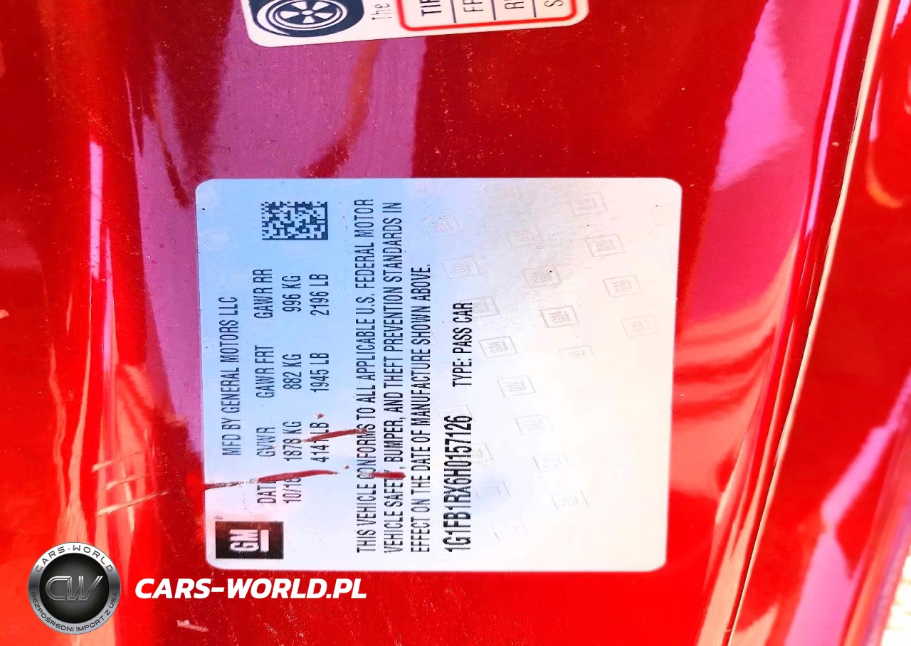 2017 Chevrolet Camaro Lt VIN:1G1FB1RX6H0157126 - 12