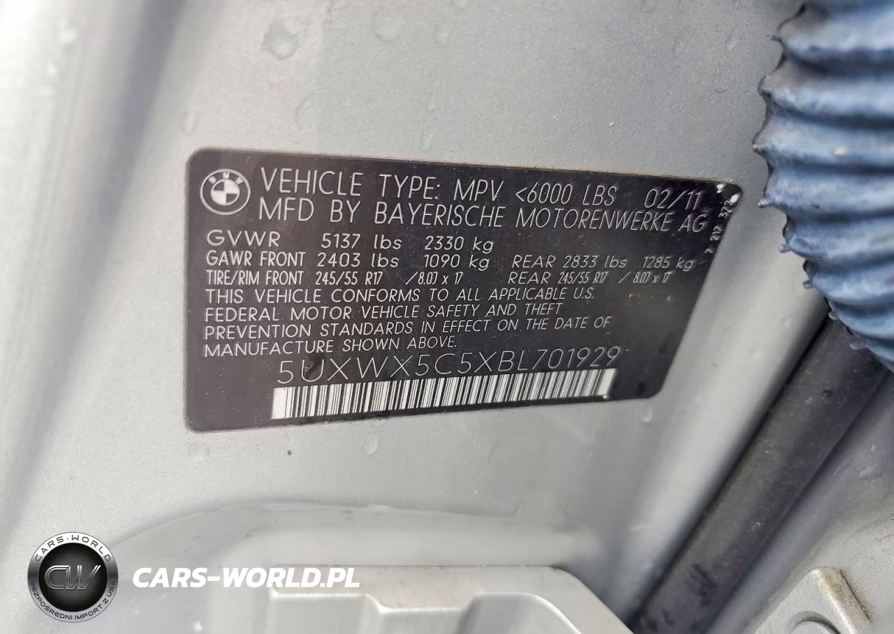 2011 BMW X3 xDrive28I VIN:5UXWX5C5XBL701929 - 13