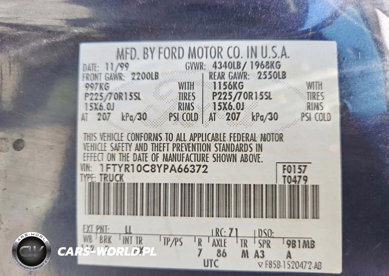 2000 Ford Ranger VIN:1FTYR10C8YPA66372 - 12