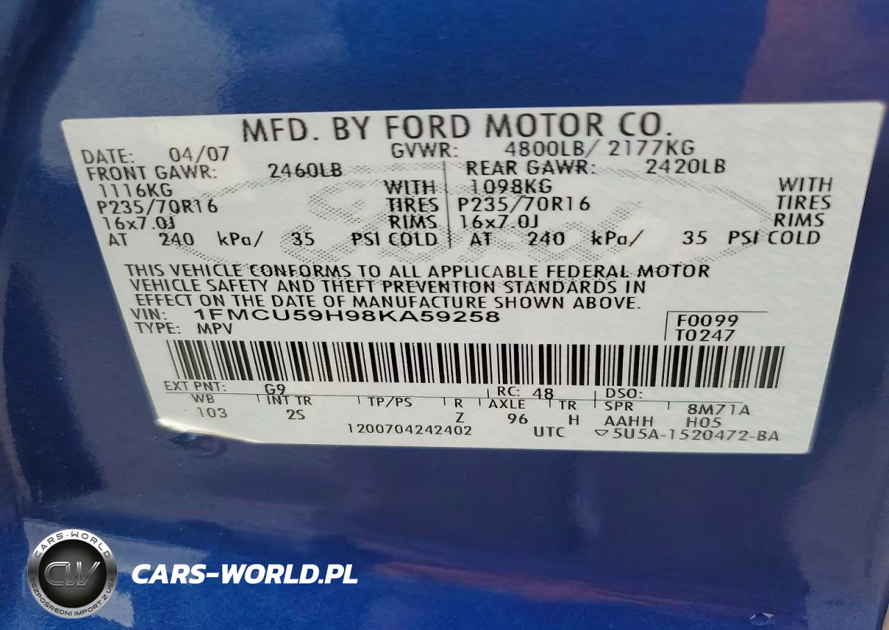 2008 Ford Escape Hev VIN:1FMCU59H98KA59258 - 13