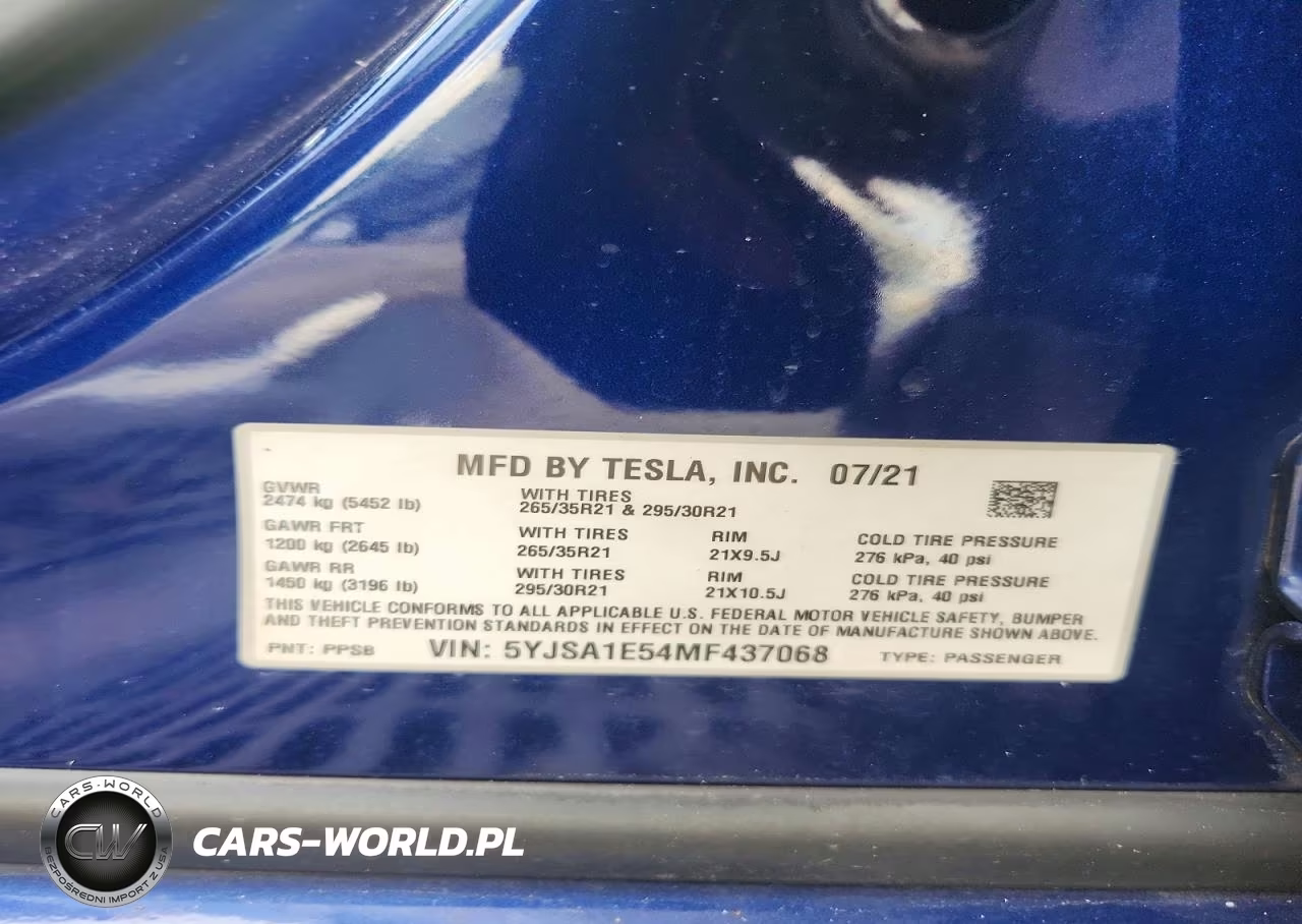 2021 Tesla Model S VIN:5YJSA1E54MF437068 - 12