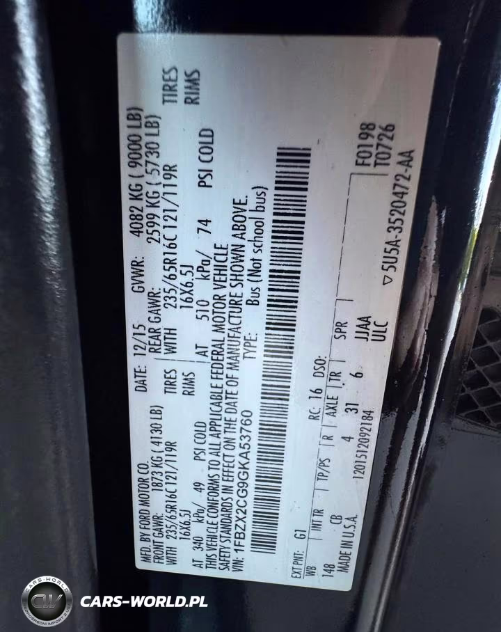 2016 Ford Transit T-350 VIN:1FBZX2CG9GKA53760 - 14