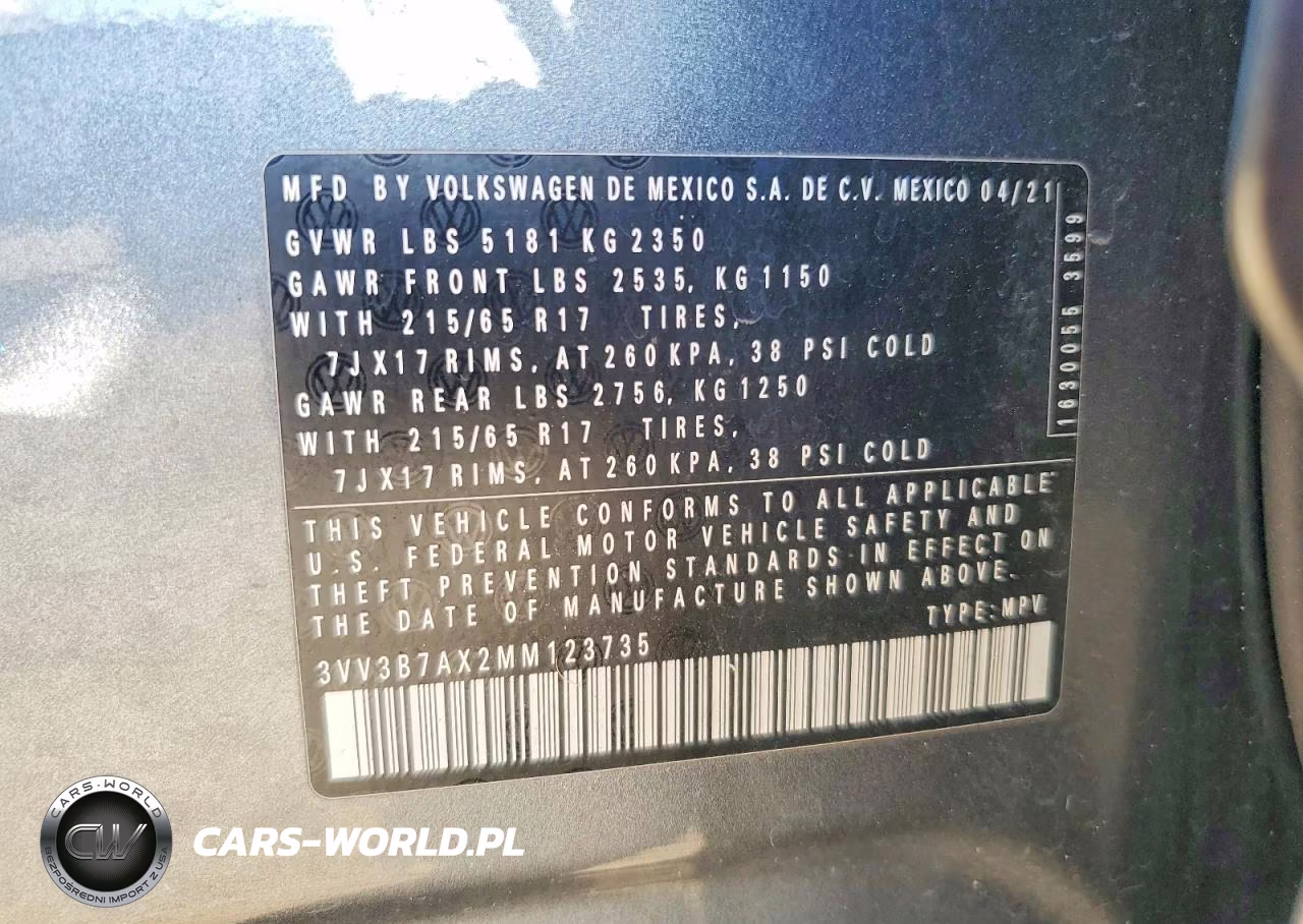 2021 Volkswagen Tiguan Se VIN:3VV3B7AX2MM123735 - 14