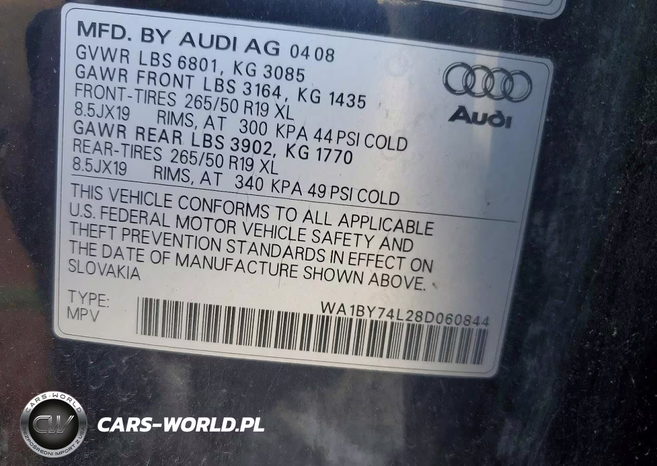 2008 Audi Q7 3.6 Quattro Premium VIN:WA1BY74L28D060844 - 13