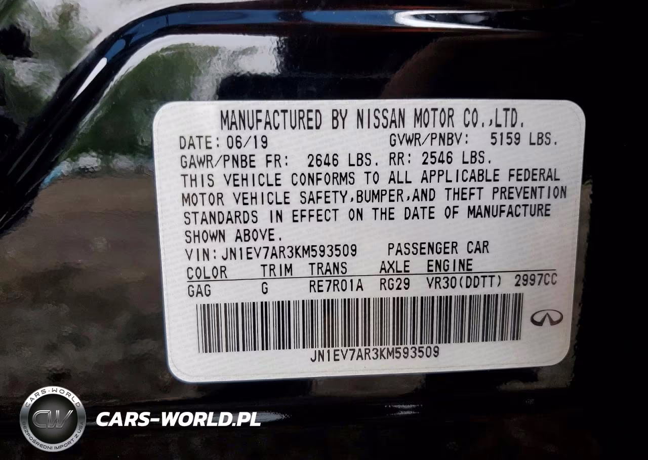 2019 Infiniti Q50 3.0T Sport VIN:JN1EV7AR3KM593509 - 12