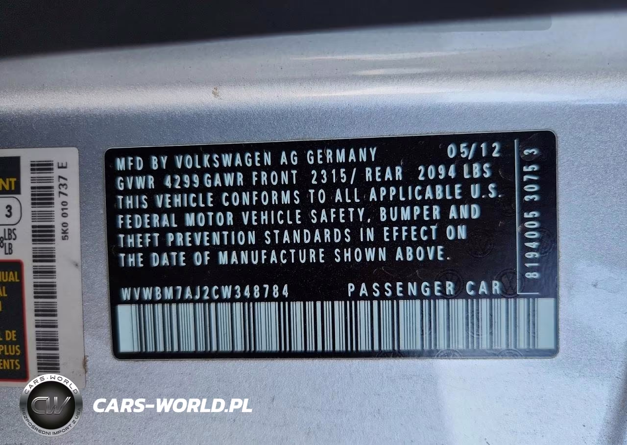 2012 Volkswagen Golf VIN:WVWBM7AJ2CW348784 - 12