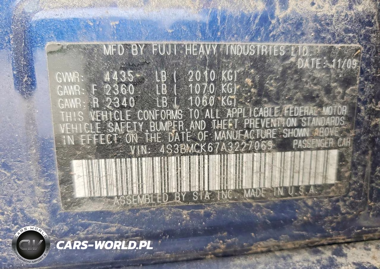2010 Subaru Legacy 2.5I Limited VIN:4S3BMCK67A3227069 - 12