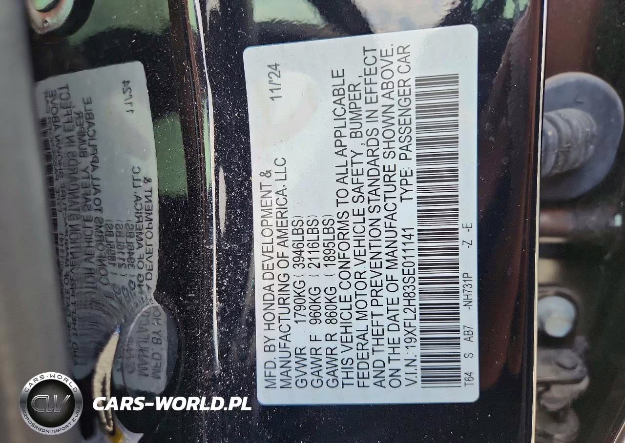 2025 Honda Civic Sport VIN:19XFL2H83SE011141 - 12