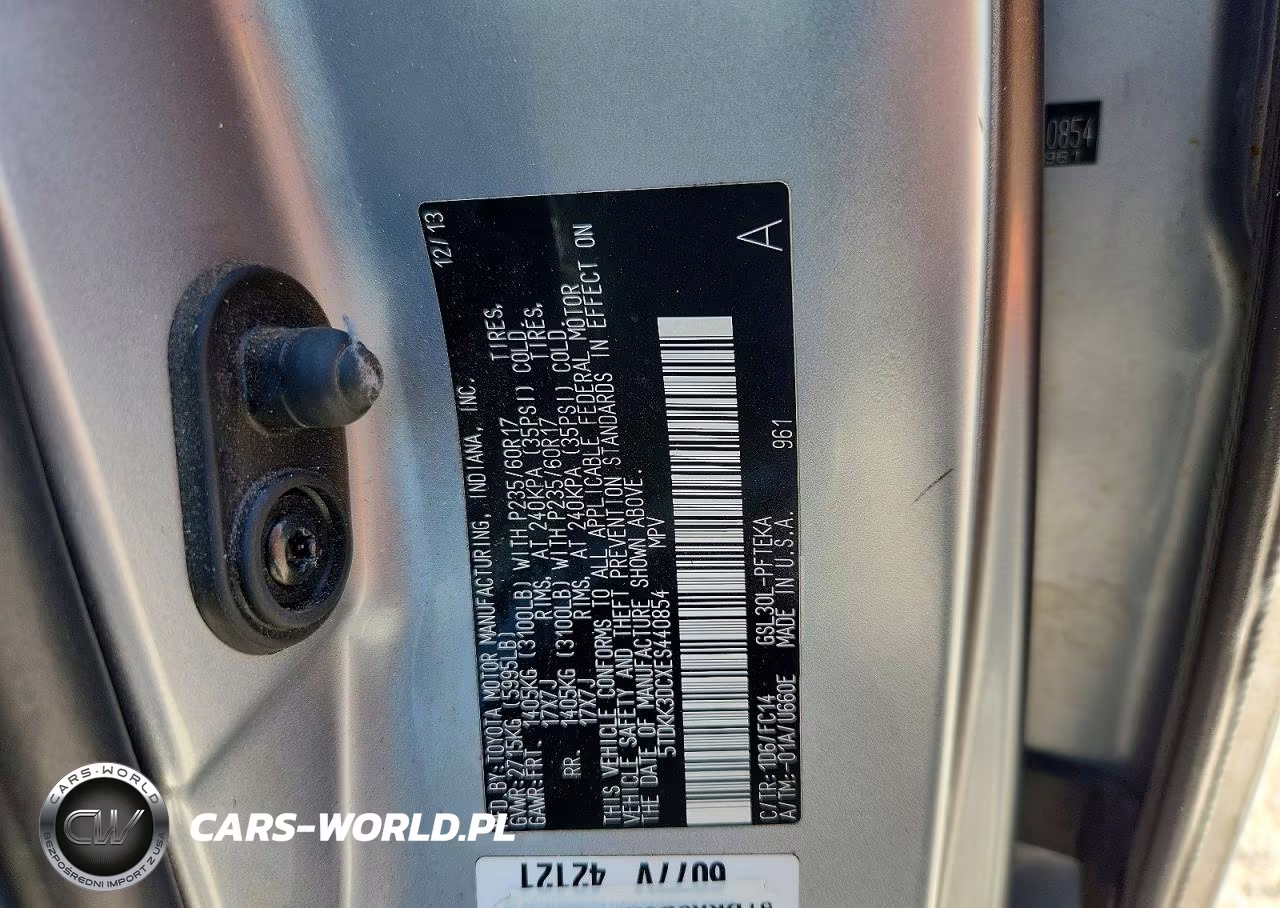 2014 Toyota Sienna Le VIN:5TDKK3DCXES440854 - 13