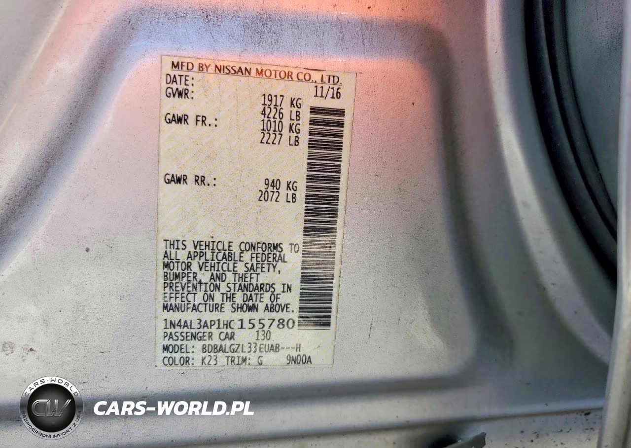 2017 Nissan Altima 2.5 S VIN:1N4AL3AP1HC155780 - 12