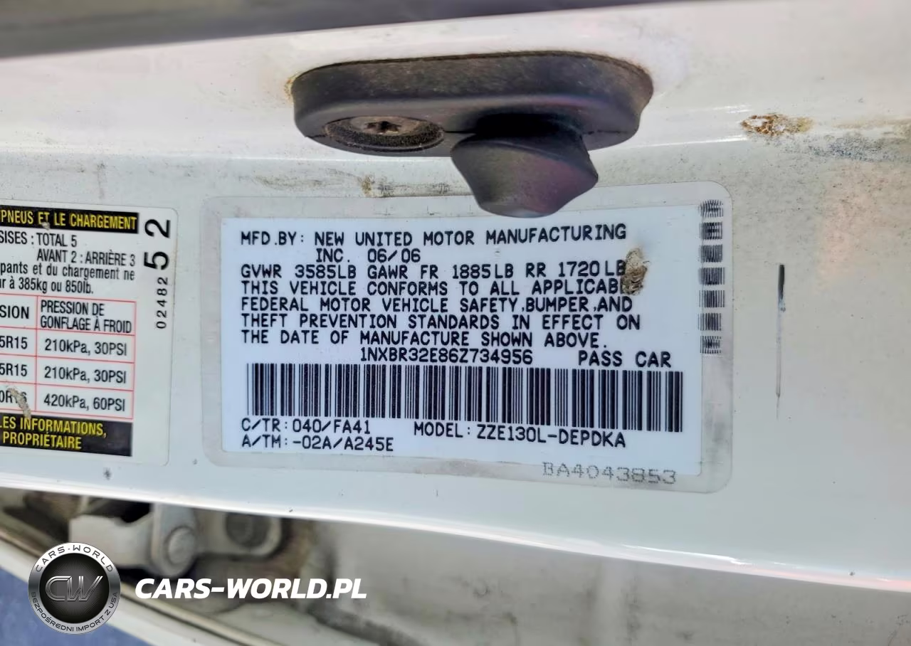2006 Toyota Corolla Ce VIN:1NXBR32E86Z734956 - 12