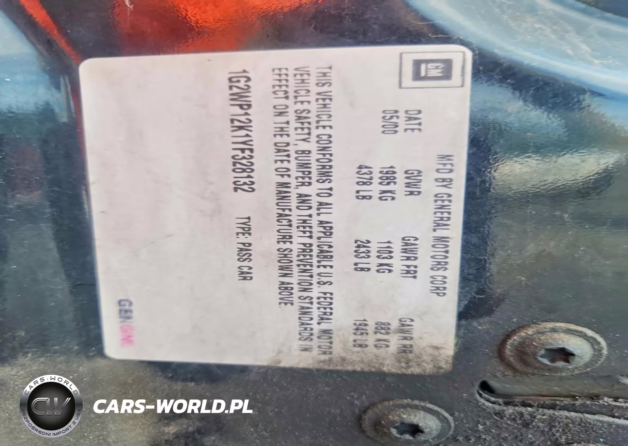 2000 Pontiac Grand Prix Gt VIN:1G2WP12K1YF328132 - 12