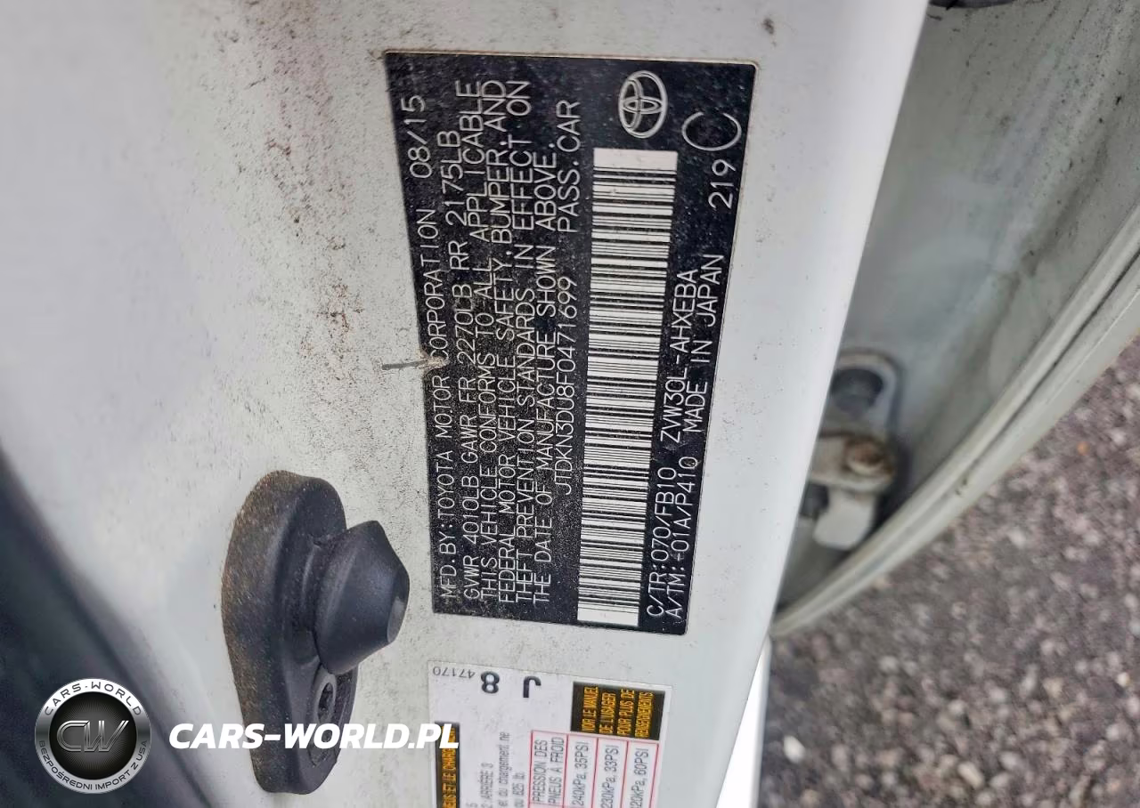 2015 Toyota Prius Two VIN:JTDKN3DU8F0471699 - 12