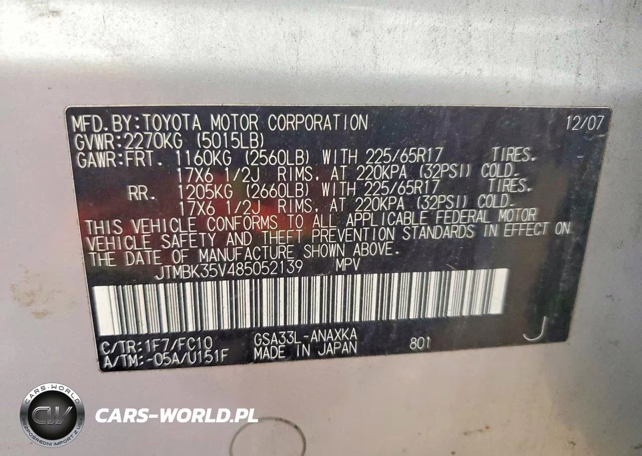 2008 Toyota Rav4 Base VIN:JTMBK35V485052139 - 13