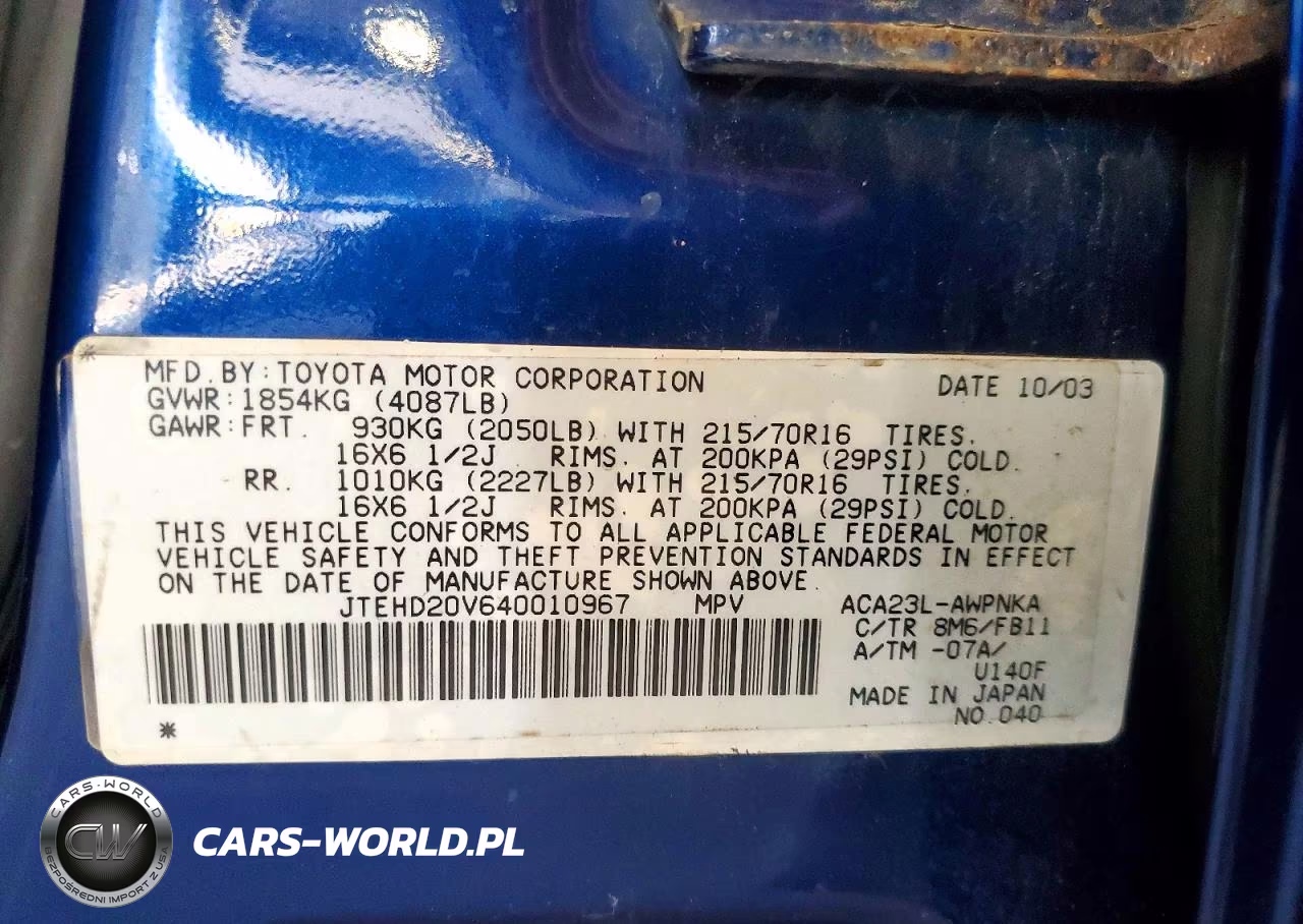 2004 Toyota Rav4 Base VIN:JTEHD20V640010967 - 13