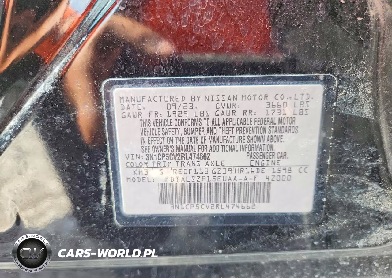 2024 Nissan Kicks Sv VIN:3N1CP5CV2RL474662 - 12