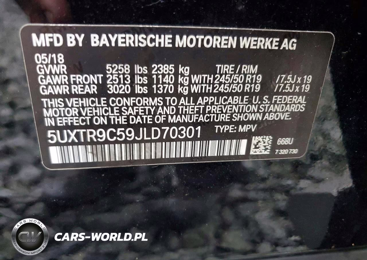 2018 BMW X3 xDrive30I VIN:5UXTR9C59JLD70301 - 13