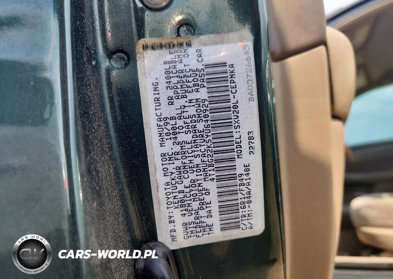 2000 Toyota Camry VIN:4T1BG22K5YU640929 - 12