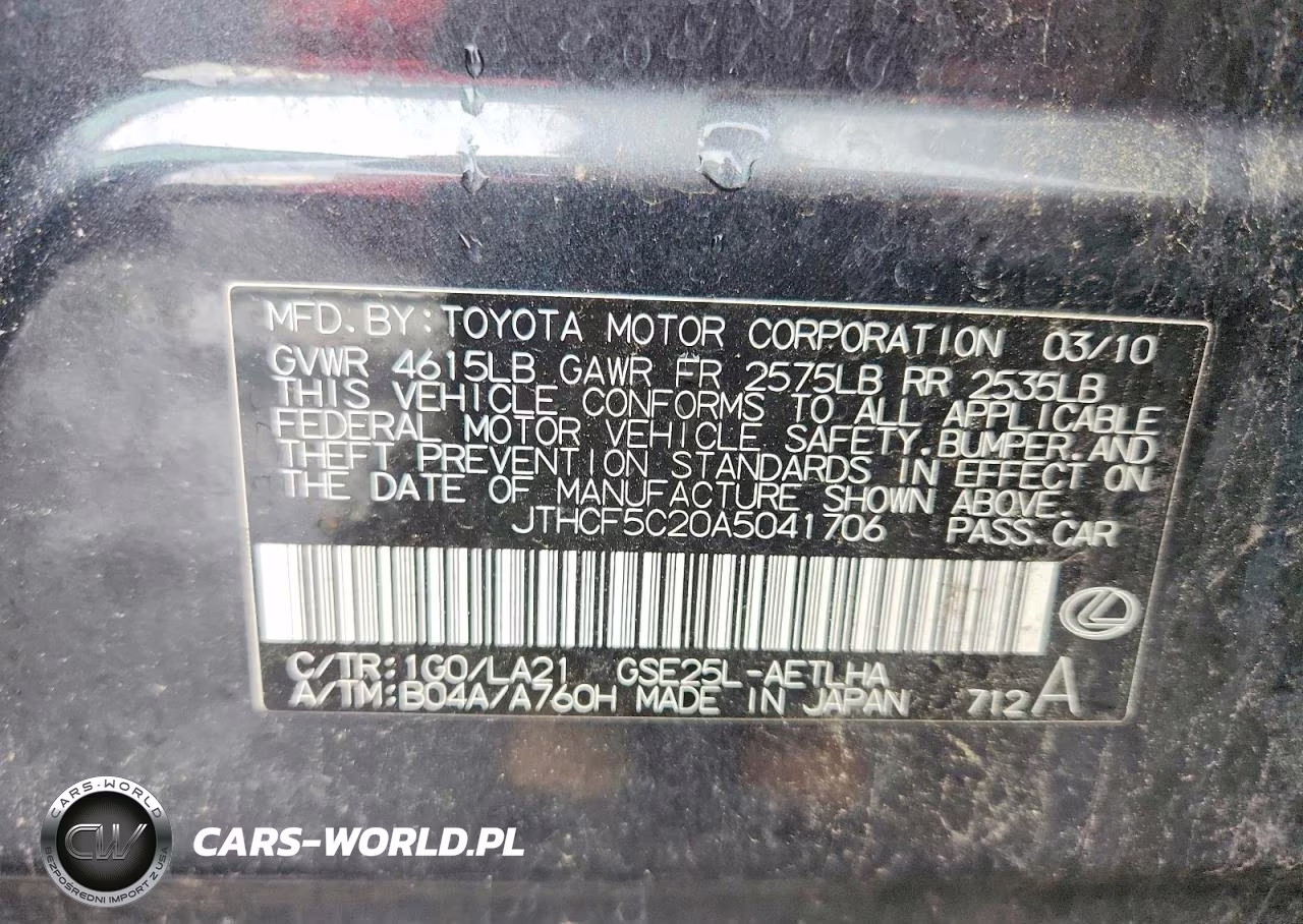 2010 Lexus Is 250 VIN:JTHCF5C20A5041706 - 12
