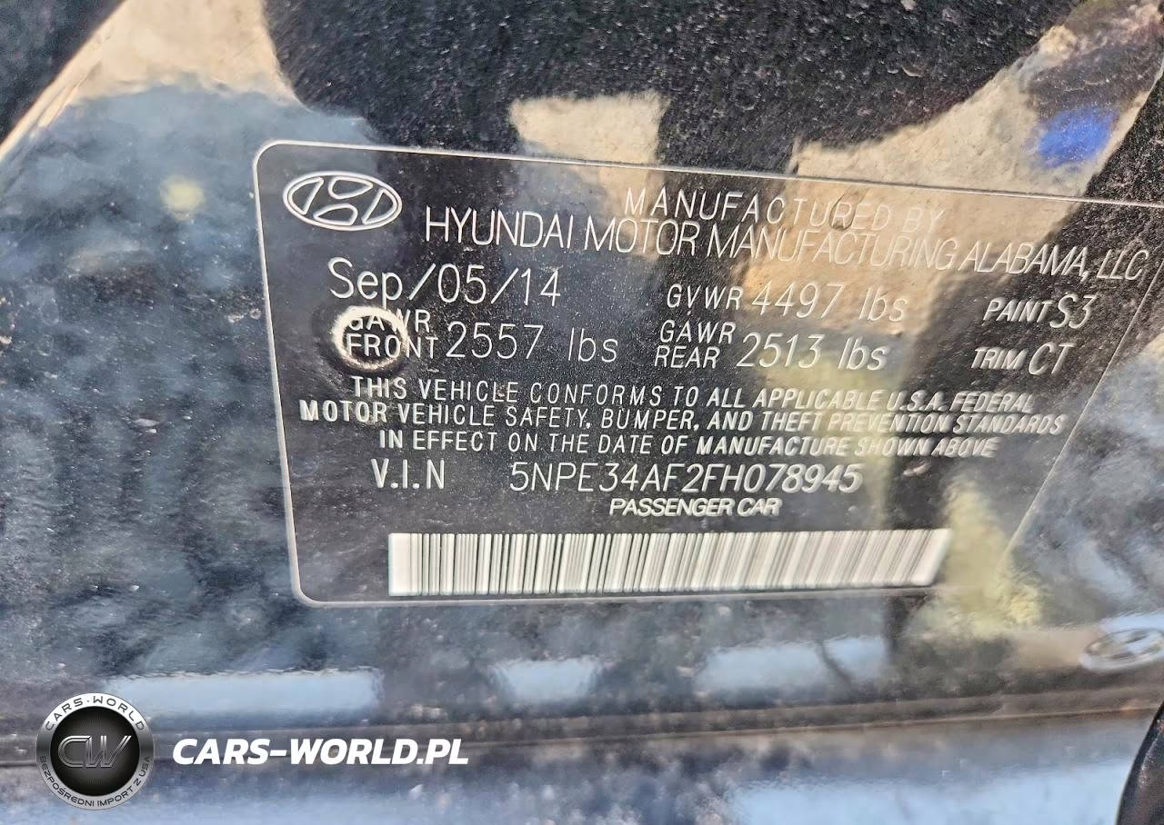 2015 Hyundai Sonata Limited VIN:5NPE34AF2FH078945 - 12